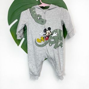 DISNEY • baby Mickey Dinosaur Hooded Fleece Romper